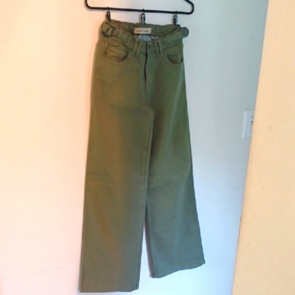 love trends Olive Green Wide-Leg Jeans, 3 - Picture 2 of 9